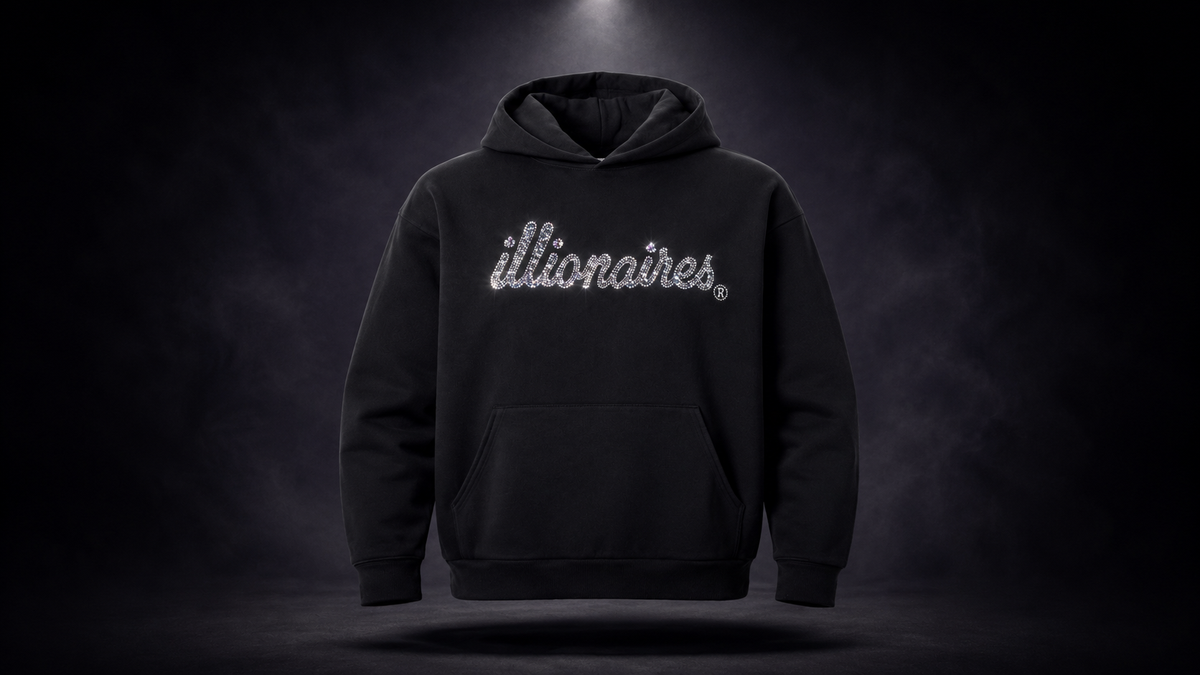 Illionaires Signature Black Crystal Hoodie
