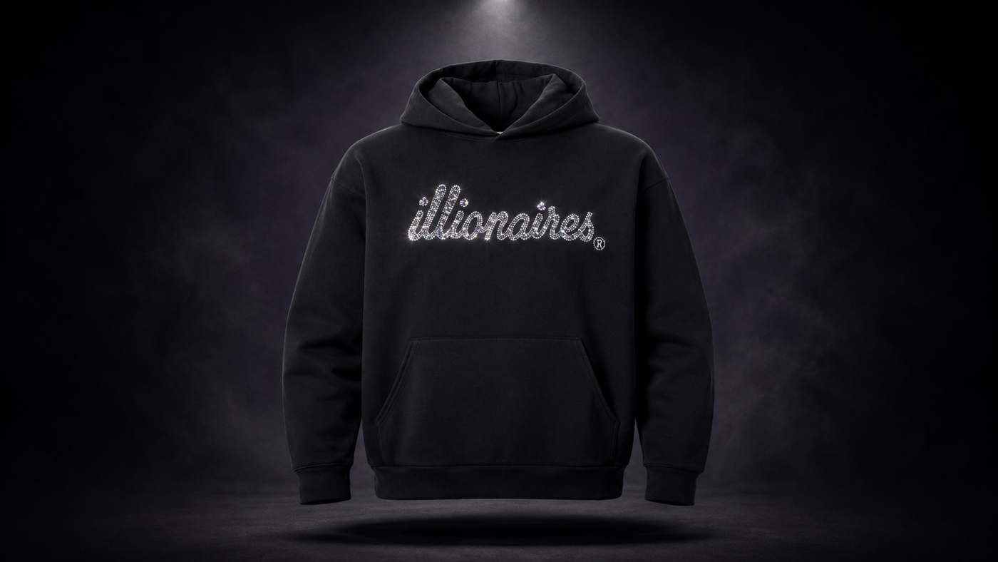 Illionaires Signature Black Crystal Hoodie