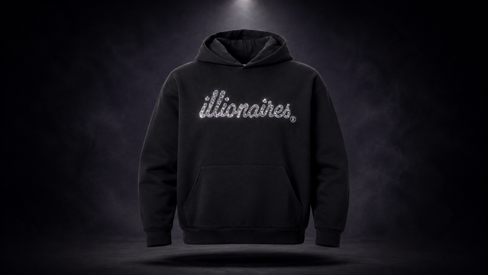 Illionaires Signature Black Crystal Hoodie