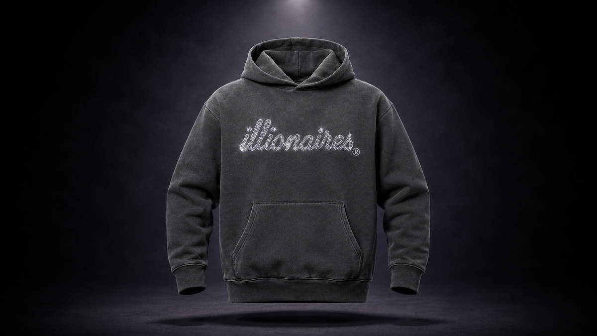 Illionaires Signature Charcoal Crystal Hoodie