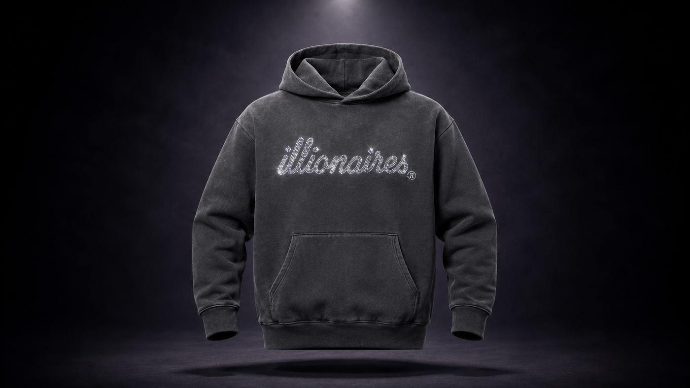 Illionaires Signature Charcoal Crystal Hoodie