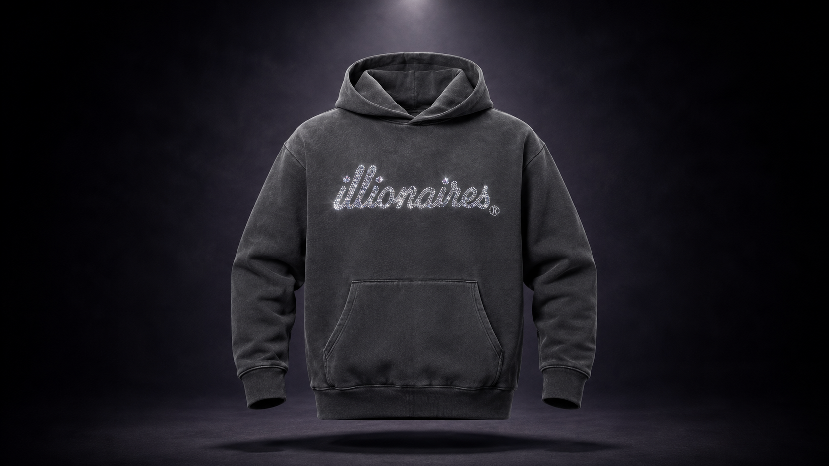 Illionaires Signature Charcoal Crystal Hoodie