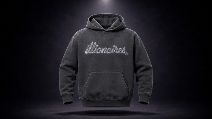 Illionaires Signature Charcoal Crystal Hoodie