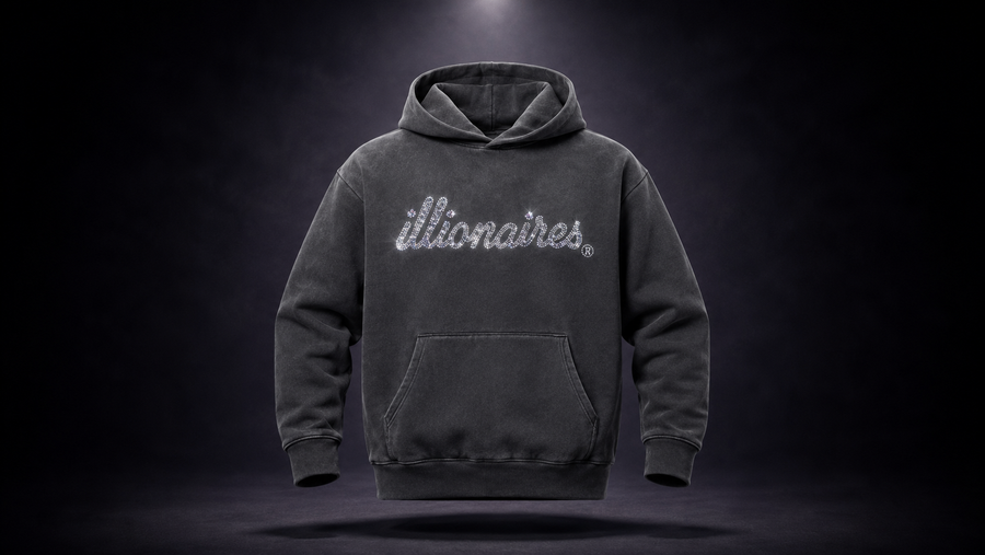 Illionaires Signature Charcoal Crystal Hoodie