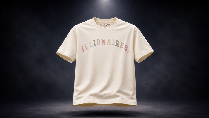Illionaires Cream Multi Crystal Logo Tee