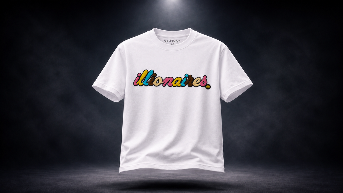 Illionaires White Multi Chenille Logo Tee