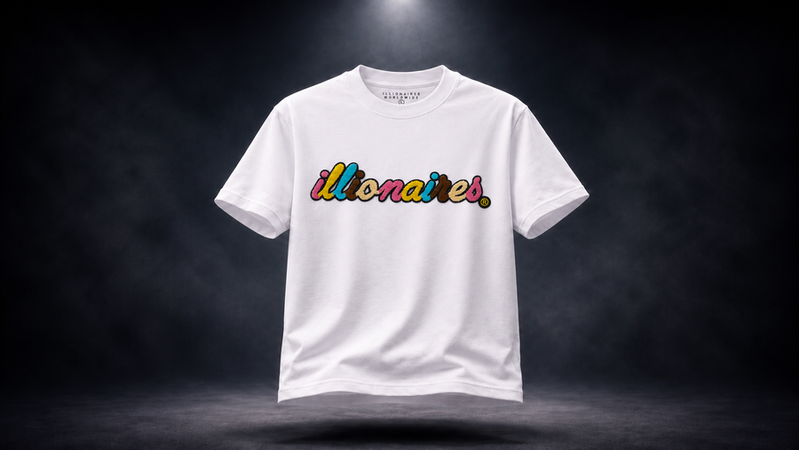 Illionaires White Multi Chenille Logo Tee