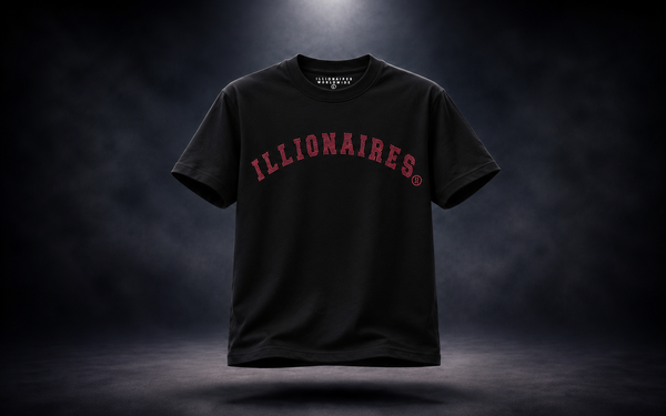 Illionaires Black Red Crystal Logo Tee