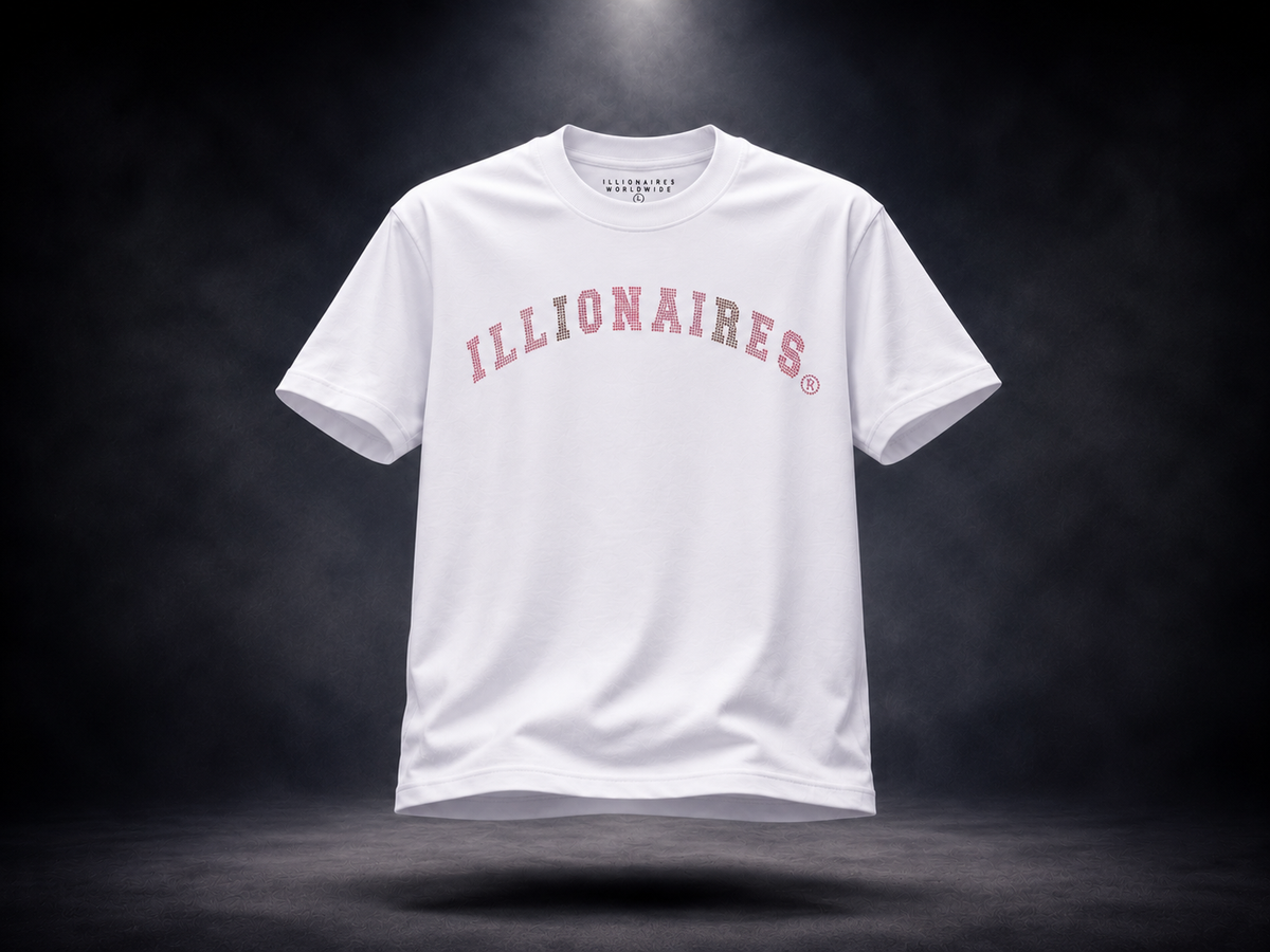 Illionaires White Pink Crystal Logo Tee