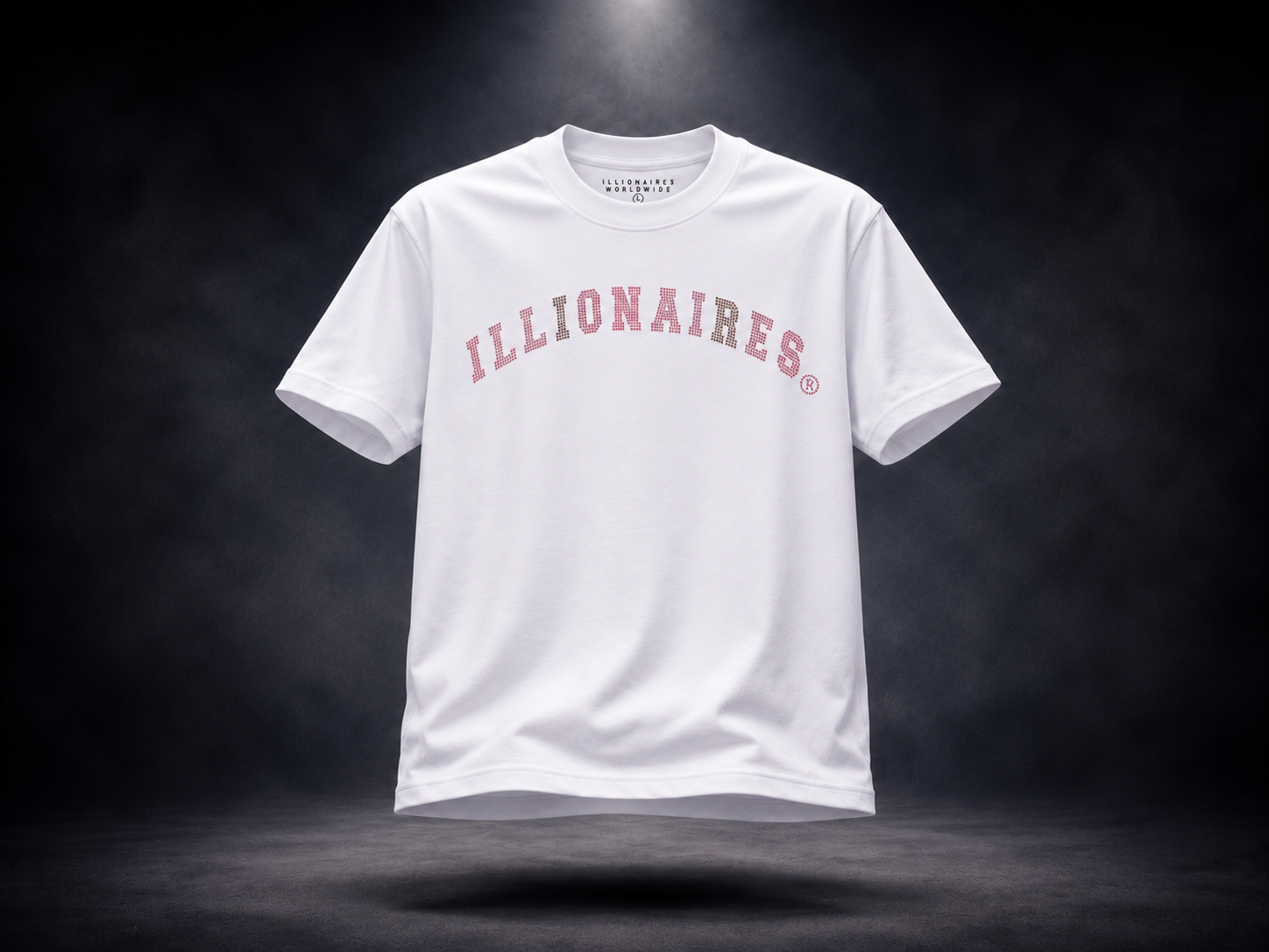 Illionaires White Pink Crystal Logo Tee