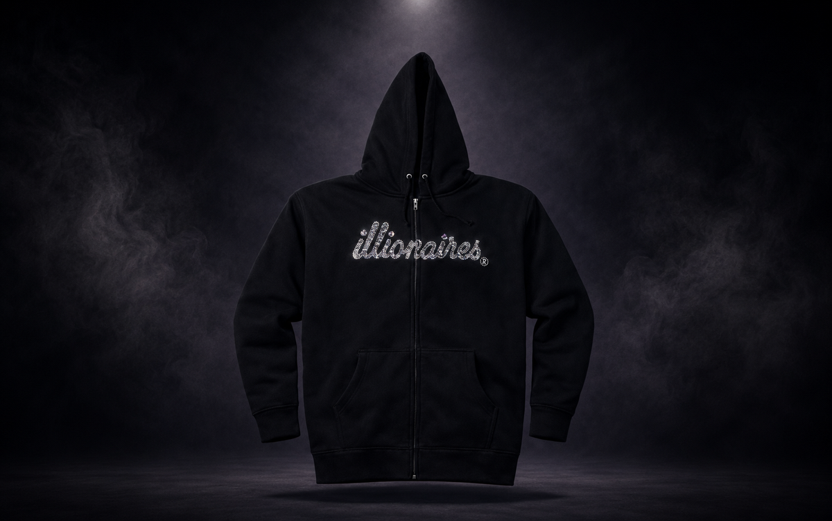 Illionaires Signature Crystal Logo Zip Hoodie