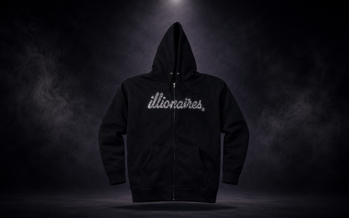 Illionaires Signature Crystal Logo Zip Hoodie